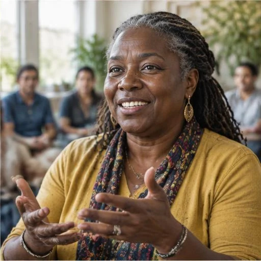 Community leader in conversation